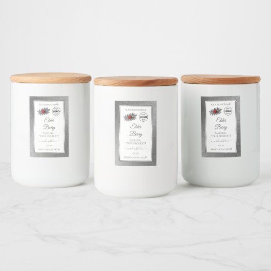 White Silver Glitter Product Labels Ladybug Logo Voedselcontainer Etiket (Flessen)