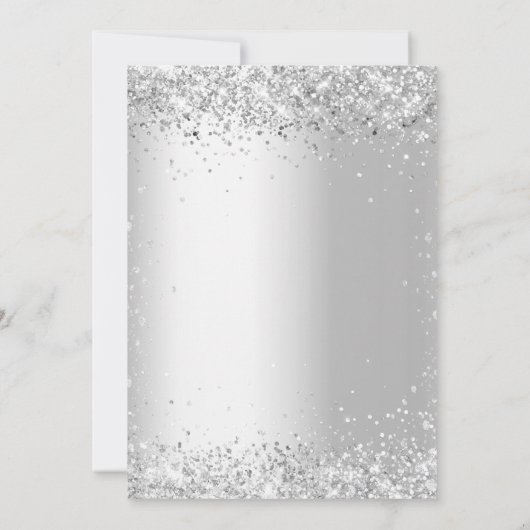 White Silver Glitter-script bruiloft Kaart (Achterkant)