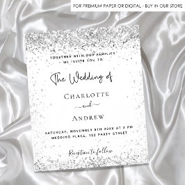 White Silver Glitter script bruiloft uitnodiging