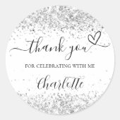 White Silver Glitter sparkles bedankt Ronde Sticker (Voorkant)