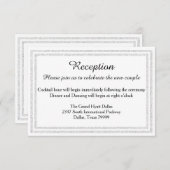 White Silver Glitter Trim Reception Invition Informatiekaartje (Voorkant / Achterkant)