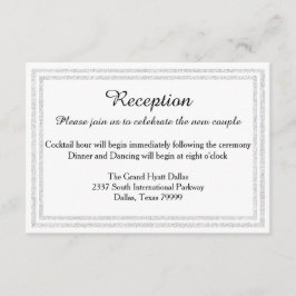 White Silver Glitter Trim Reception Invition Informatiekaartje
