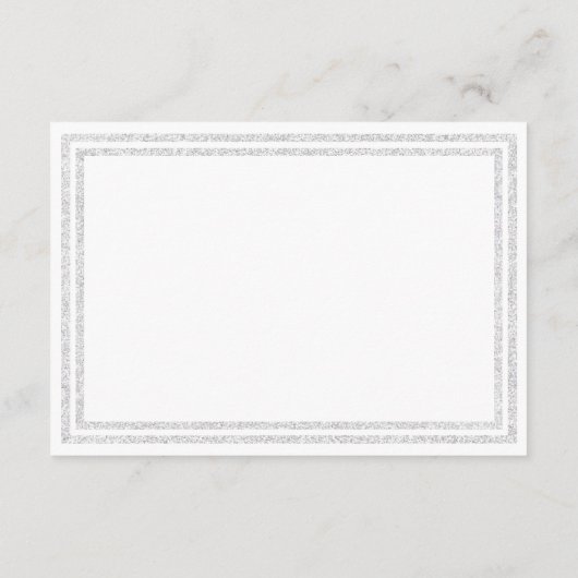 White Silver Glitter Trim Reception Invition Informatiekaartje (Achterkant)