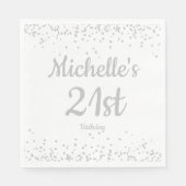 White Silver Glitter Women's 21st Birthday Servet (Voorkant)