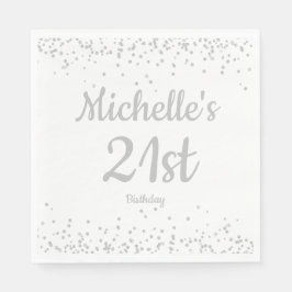 White Silver Glitter Women's 21st Birthday Servet