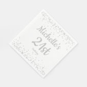 White Silver Glitter Women's 21st Birthday Servet (Hoek)