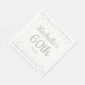 White Silver Glitter Women's 60th Birthday Servet (Hoek)