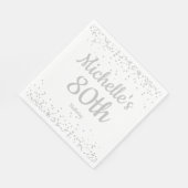 White Silver Glitter Women's 80th Birthday Servet (Hoek)