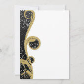 White Silver Gold Black Elegant Swirl Wedding Kaart (Achterkant)