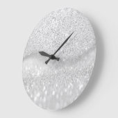 White Silver Grey Glitter Minimal Ombre Glam Grote Klok (Hoek)