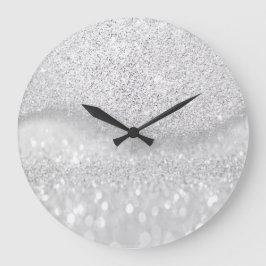 White Silver Grey Glitter Minimal Ombre Glam Grote Klok