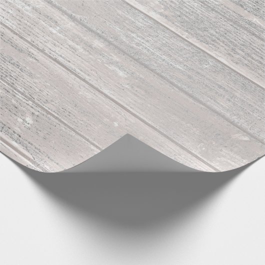 White Silver Grey Grahite Grungy Wood Rustic Cadeaupapier (Hoek)