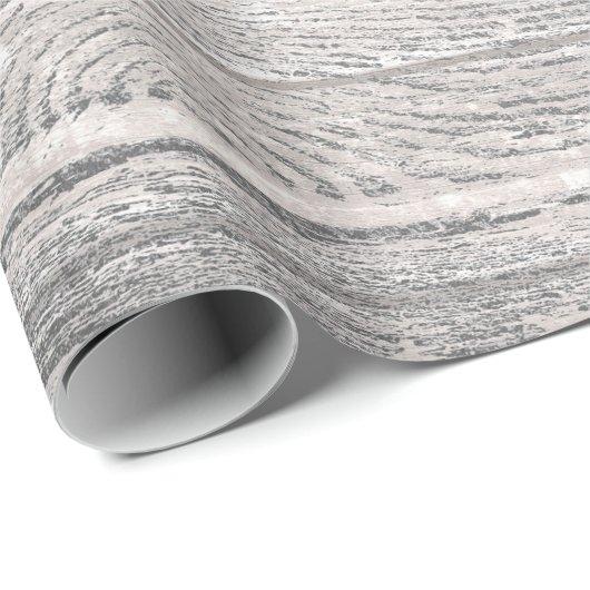 White Silver Grey Grahite Grungy Wood Rustic Cadeaupapier (Rol Hoek)