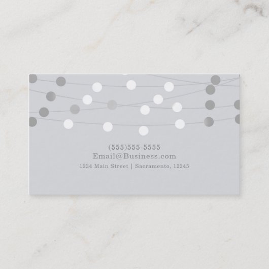 White Silver Grey String Lights Modern Chic Glam Visitekaartje (Achterkant)