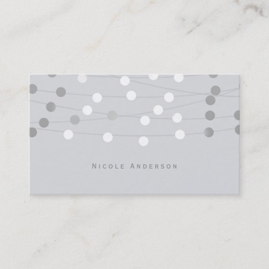White Silver Grey String Lights Modern Chic Glam Visitekaartje (Voorkant)