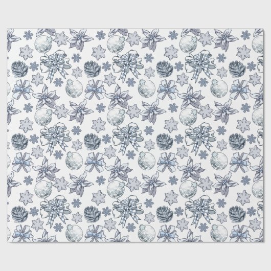 White Silver-kerstpatroon Cadeaupapier (Vlak)