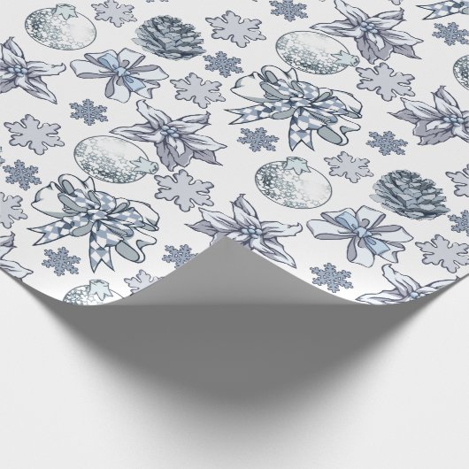 White Silver-kerstpatroon Cadeaupapier (Hoek)