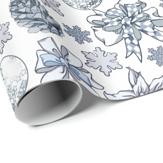 White Silver-kerstpatroon Cadeaupapier (Rol Hoek)