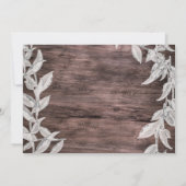 White & Silver Leaves Winter Wedding Rustic Kaart (Achterkant)