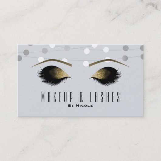 White Silver Lights Makeup Eyelashes Beauty Spa Visitekaartje (Voorkant)