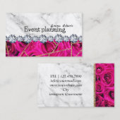 White Silver Marble Glitter Texture Event Planning Visitekaartje (Voorkant / Achterkant)