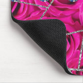 White Silver Marble Roos Black Glitter Muismat (Hoek)