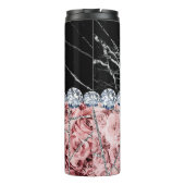White Silver Marble Roos Black Glitter Thermal Tum Thermosbeker (Achterkant)