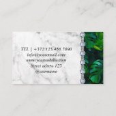 White Silver Marble Roos Black Glitter Visitekaartje (Achterkant)