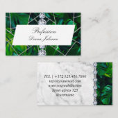 White Silver Marble Roos Black Glitter Visitekaartje (Voorkant / Achterkant)