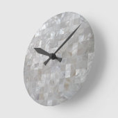White Silver Moeder Pearl Print Tiled Ronde Klok (Hoek)