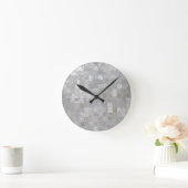 White Silver Moeder Pearl Print Tiled Ronde Klok (Huis)