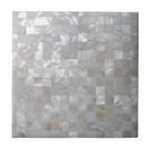 White Silver Moeder Pearl Print Tiled Tegeltje (Voorkant)