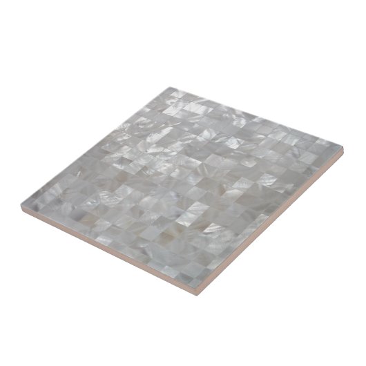 White Silver Moeder Pearl Print Tiled Tegeltje (Zijkant)