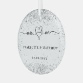 White Silver noemt de heer mevrouw elegant recent  Glas Ornament (Voorkant links)