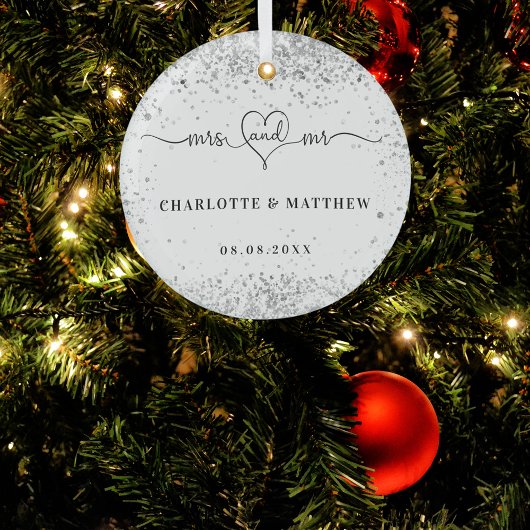 White Silver noemt de heer mevrouw elegant recent  Glas Ornament