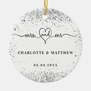 White Silver noemt de heer mevrouw elegant recent Keramisch Ornament