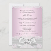 White Silver Pink Foto First Heilige Communie Kaart (Achterkant)