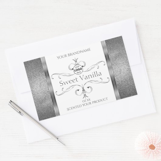 White Silver Product Labels decor met Logo (Envelop)