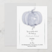 White Silver Pumpkin Storybook Chic Fall Wedding Kaart (Voorkant / Achterkant)
