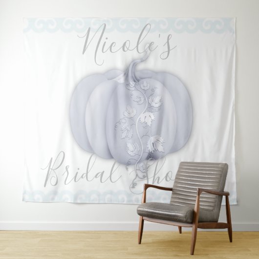 White Silver Pumpkin Storybook Weddenschap Tapestr Wandkleed (In Situ (horizontaal))