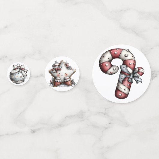 WHITE SILVER RED HOLIDAY CHRISTMAS THEME CONFETTI (Achterkanten)