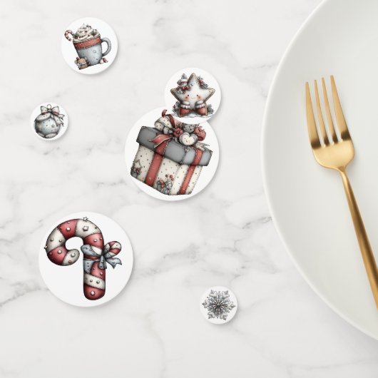 WHITE SILVER RED HOLIDAY CHRISTMAS THEME CONFETTI (Groep)