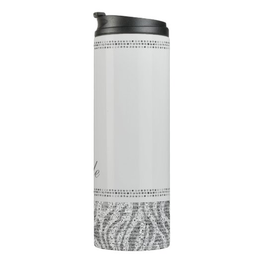 White Silver Sequin Glitter Leopard Cheetah Print Thermosbeker (Geroteerd rechts)