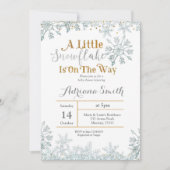 White Silver sneeuwvlok baby shower Kaart (Voorkant)