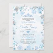 White Silver Snowflake Kerstmis Sweet 16th Invite Kaart (Voorkant)