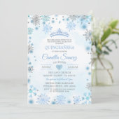 White Silver Snowflake Kerstmis Sweet 16th Invite Kaart (Staand voorkant)