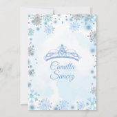 White Silver Snowflake Kerstmis Sweet 16th Invite Kaart (Achterkant)