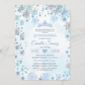 White Silver Snowflake Kerstmis Sweet 16th Invite Kaart (Voorkant / Achterkant)