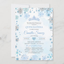 White Silver Snowflake Kerstmis Sweet 16th Invite Kaart