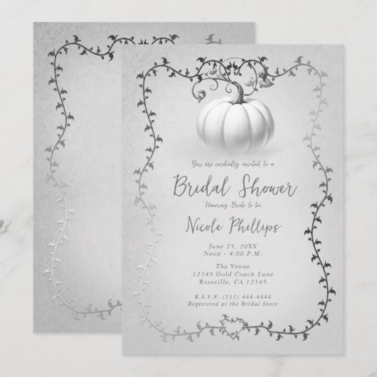 White Silver verhalenboek Wit pompoen Vrijgezellen Kaart (Voorkant / Achterkant)